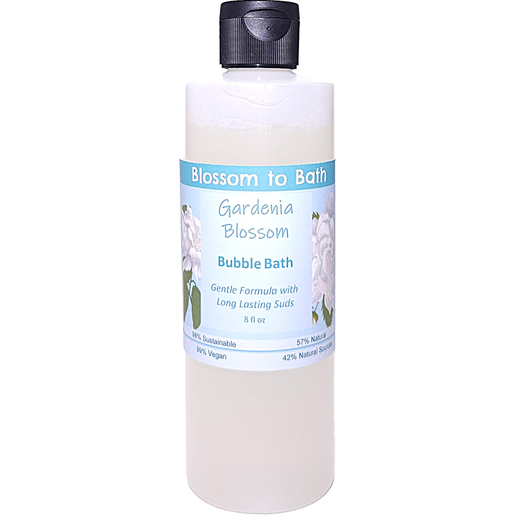 Buy Blossom to Bath Gardenia Blossom Bubble Bath from Flowersong Soap Studio.   Lively, Long Lasting Bubbles in a Gentle Rich Sweet Floral Scented Formula for Maximum Relaxation Time.  Sweet Gardenia in a puff of blooming summer flowers